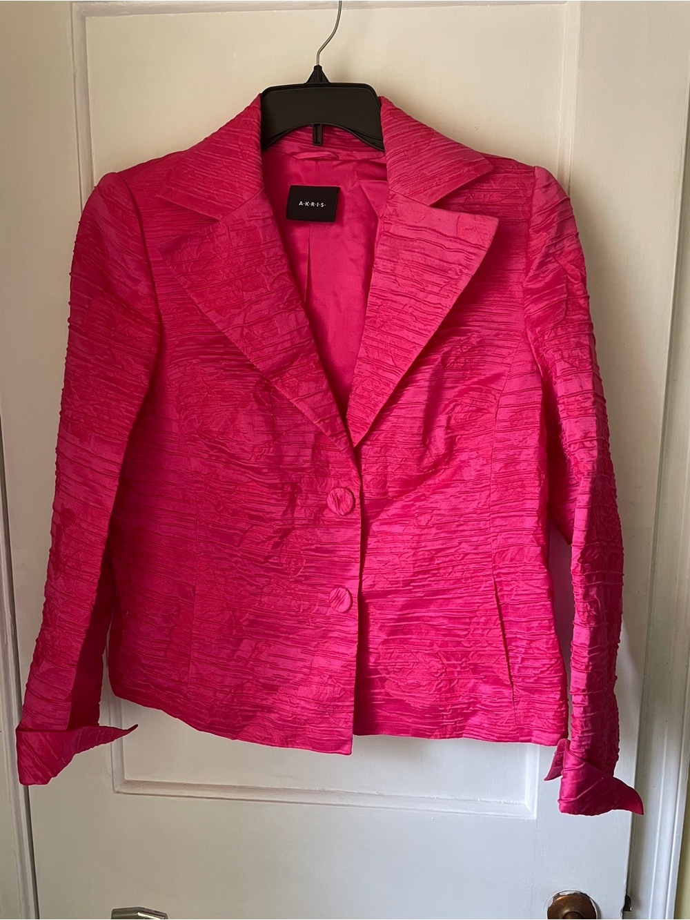Akris Hot Pink Ruched Two-Button Blazer